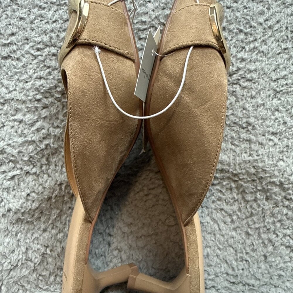 A New Day Brown Mule Kitten Heel Pointed Toe Buckle - Picture 4 of 5